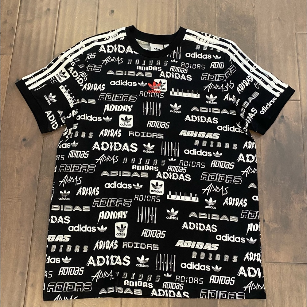 Adidas T-Shirt / Size: L / Color: Black and White